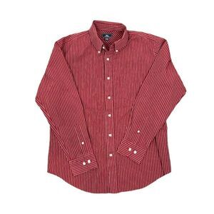 Dockers Men's Button Down Shirt Crimson Red Striped Size Medium